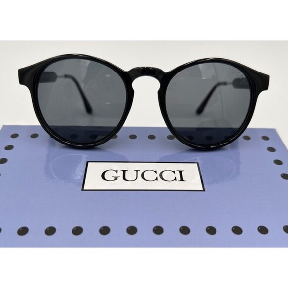 NIB-Gucci 6811 Retro Round Black Acetate/Metal Sunglasses - 49mm - Picture 3 of 12